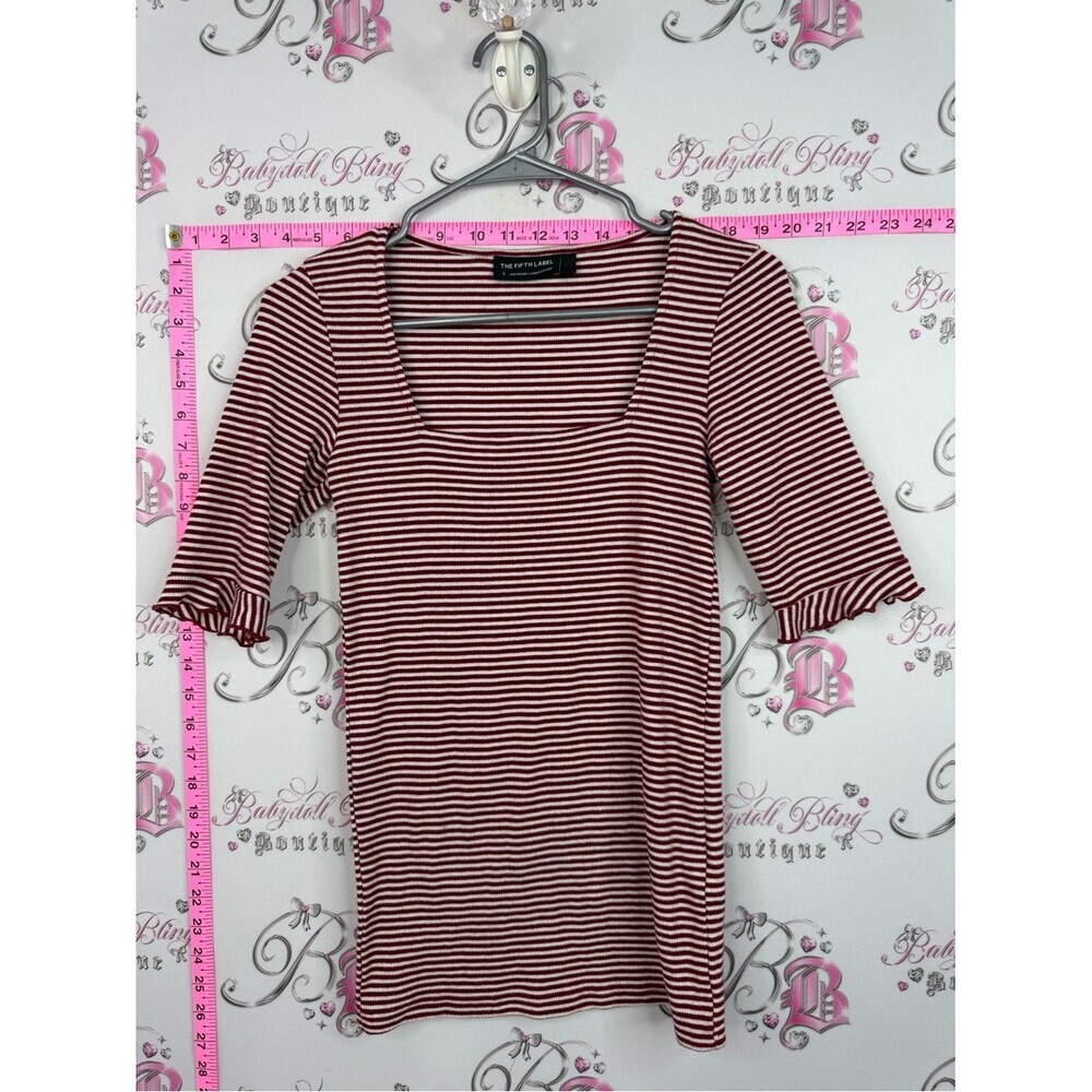 The Fifth Label Red and White Striped Square Neck shirt